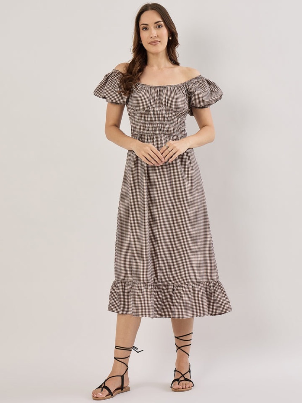 SIM & SAM smock poplin midi dress.